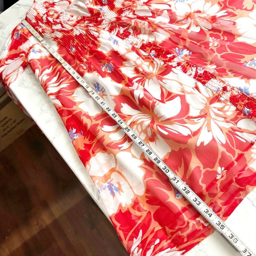 Diane von Furstenberg 100% Silk Chiffon 3/4 Sleeve Red Dress Womens Size 6 - Picture 11 of 15
